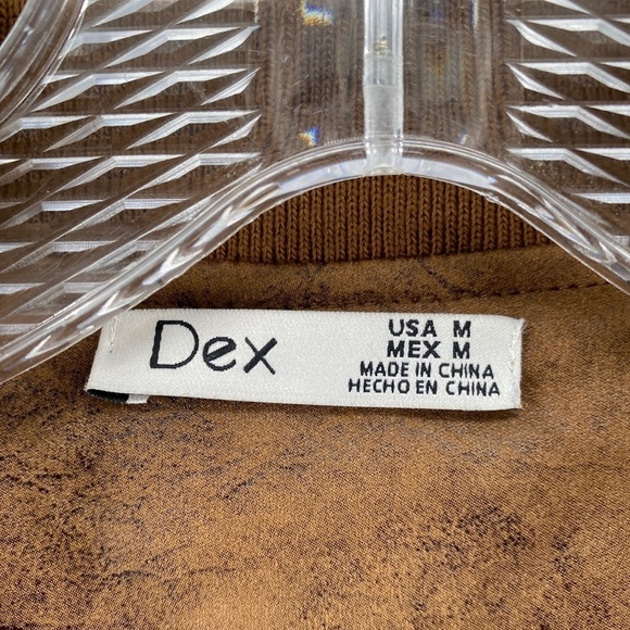 Dex Jacket Woman's Size Medium Distressed Faux Leather Long Sleeve Full Zip - Picture 5 of 15